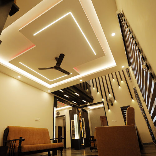 Residential Interior Renovation – Living, Dining & Double Height Area Enhancement Mr.Sunny Thondakarottu, Vennikulam, Thiruvalla, Kerala